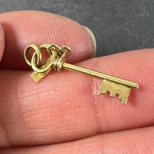 Load image into Gallery viewer, Vintage French Bonheur Good Luck Key 18K Yellow Gold Charm Pendant
