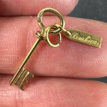 Load image into Gallery viewer, Vintage French Bonheur Good Luck Key 18K Yellow Gold Charm Pendant
