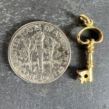 Load image into Gallery viewer, Vintage Good Luck Key 18K Yellow Gold Charm Pendant
