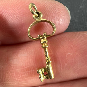 Vintage Good Luck Key 18K Yellow Gold Charm Pendant