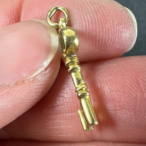 Vintage Good Luck Key 18K Yellow Gold Charm Pendant