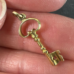 Vintage Good Luck Key 18K Yellow Gold Charm Pendant