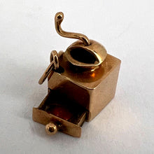 Load image into Gallery viewer, Coffee Grinder Love Heart 18K Yellow Gold Enamel Charm Pendant
