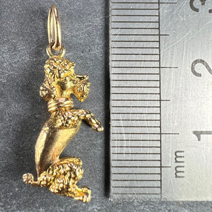 18K Yellow Gold Poodle Dog Charm Pendant