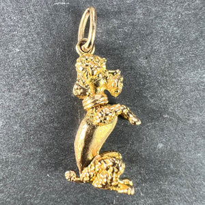 18K Yellow Gold Poodle Dog Charm Pendant