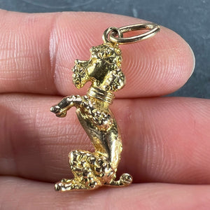 18K Yellow Gold Poodle Dog Charm Pendant