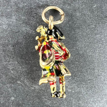 Load image into Gallery viewer, 9K Yellow Gold Enamel Scottish Bagpipe Player Charm Pendant
