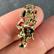 Load image into Gallery viewer, 9K Yellow Gold Enamel Scottish Bagpipe Player Charm Pendant
