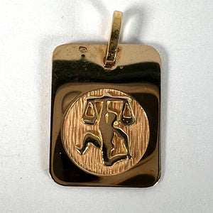 French Libra Starsign Zodiac 18K Yellow Gold Charm Medal Pendant