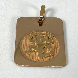 French Libra Starsign Zodiac 18K Yellow Gold Charm Medal Pendant