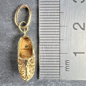 Curled Toe Shoe 14K Yellow Gold Filigree Charm Pendant