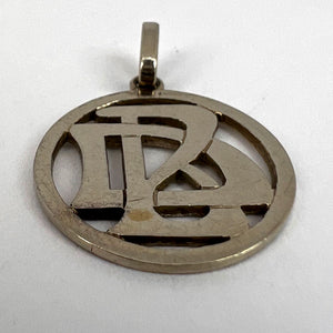 18K White Gold DB or BD Monogram Initials Charm Pendant
