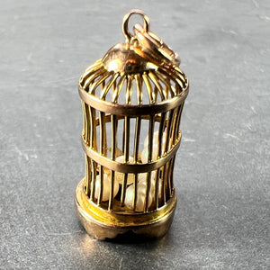 Bird Cage Cultured Pearls 14 Karat Yellow Gold Charm Pendant