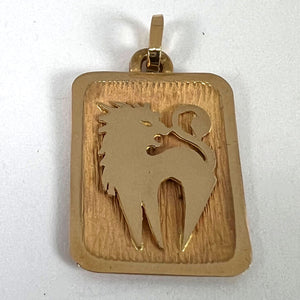 French Leo Starsign Zodiac 18K Yellow Gold Charm Medal Pendant