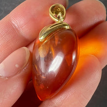 Load image into Gallery viewer, Large Vintage French Puffy Heart 18K Yellow Gold Amber Charm Pendant
