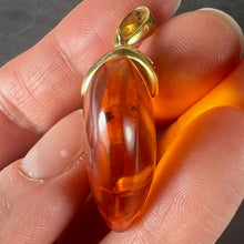 Load image into Gallery viewer, Large Vintage French Puffy Heart 18K Yellow Gold Amber Charm Pendant
