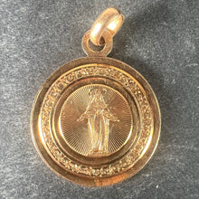 Load image into Gallery viewer, Antique French Engraved Virgin Mary 18K Rose Gold Religious Medal Pendant
