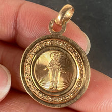 Load image into Gallery viewer, Antique French Engraved Virgin Mary 18K Rose Gold Religious Medal Pendant

