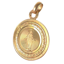 Load image into Gallery viewer, Antique French Engraved Virgin Mary 18K Rose Gold Religious Medal Pendant
