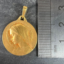 Load image into Gallery viewer, French Dropsy Virgin Mary 18K Yellow Gold Religious Medal Pendant
