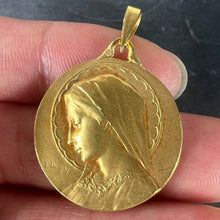 Load image into Gallery viewer, French Dropsy Virgin Mary 18K Yellow Gold Religious Medal Pendant
