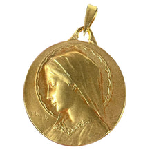 Load image into Gallery viewer, French Dropsy Virgin Mary 18K Yellow Gold Religious Medal Pendant

