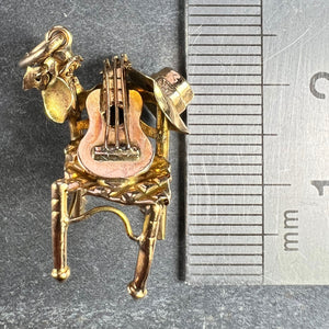 Spanish Guitar Castanets Hat Musicians Chair 18K Yellow Gold Charm Pendant
