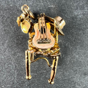 Spanish Guitar Castanets Hat Musicians Chair 18K Yellow Gold Charm Pendant