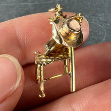 Load image into Gallery viewer, Spanish Guitar Castanets Hat Musicians Chair 18K Yellow Gold Charm Pendant
