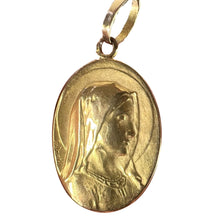 Load image into Gallery viewer, French Emile Dropsy Virgin Mary 18K Yellow Gold Religious Medal Pendant
