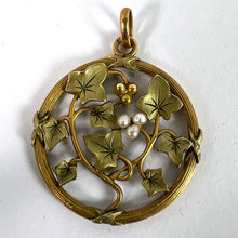 Load image into Gallery viewer, French Ivy Leaves Rolled 18K Yellow Rose White Gold Seed Pearl Charm Pendant
