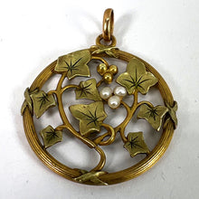Load image into Gallery viewer, French Ivy Leaves Rolled 18K Yellow Rose White Gold Seed Pearl Charm Pendant
