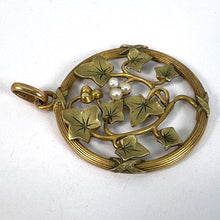 Load image into Gallery viewer, French Ivy Leaves Rolled 18K Yellow Rose White Gold Seed Pearl Charm Pendant
