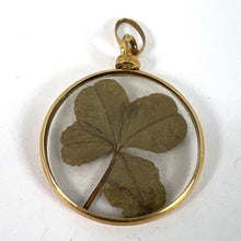 Load image into Gallery viewer, Vintage French Lucky Four Leaf Clover Shamrock 18K Yellow Gold Good Luck Charm Pendant
