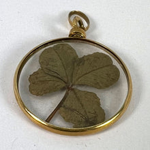 Load image into Gallery viewer, Vintage French Lucky Four Leaf Clover Shamrock 18K Yellow Gold Good Luck Charm Pendant
