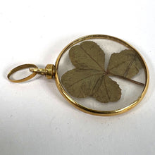 Load image into Gallery viewer, Vintage French Lucky Four Leaf Clover Shamrock 18K Yellow Gold Good Luck Charm Pendant
