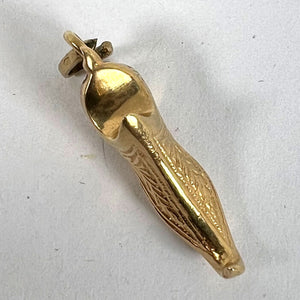 Vintage Curled Toe Shoe 18K Yellow Gold Charm Pendant