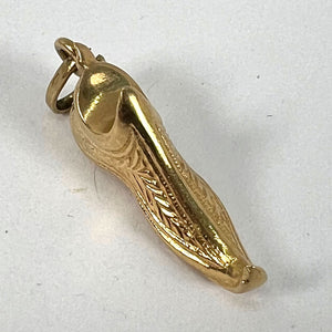 Vintage Curled Toe Shoe 18K Yellow Gold Charm Pendant