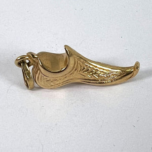 Vintage Curled Toe Shoe 18K Yellow Gold Charm Pendant