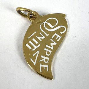 Art Deco Divisi Ma Sempre Unite 18K Yellow Gold Enamel Charm Pendant