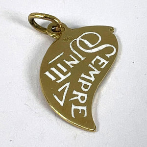 Art Deco Divisi Ma Sempre Unite 18K Yellow Gold Enamel Charm Pendant