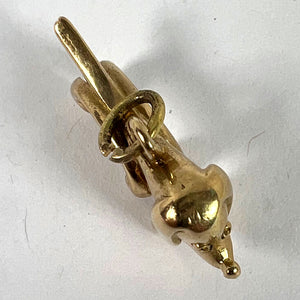 Vintage 18K Yellow Gold Sausage Dog Hound Charm Pendant