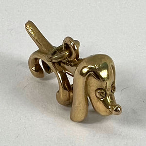 Vintage 18K Yellow Gold Sausage Dog Hound Charm Pendant