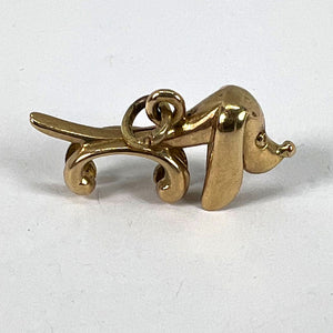 Vintage 18K Yellow Gold Sausage Dog Hound Charm Pendant