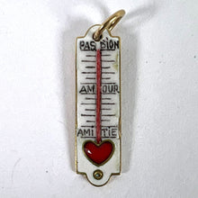 Load image into Gallery viewer, French Art Deco Love Thermometer 18K Yellow Gold Enamel Charm Pendant
