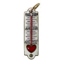 Load image into Gallery viewer, French Art Deco Love Thermometer 18K Yellow Gold Enamel Charm Pendant
