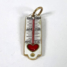 Load image into Gallery viewer, French Art Deco Love Thermometer 18K Yellow Gold Enamel Charm Pendant
