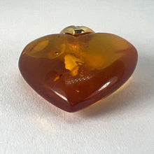 Load image into Gallery viewer, Large Vintage French Puffy Heart 18K Yellow Gold Amber Charm Pendant
