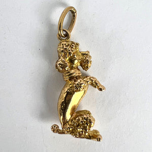 18K Yellow Gold Poodle Dog Charm Pendant