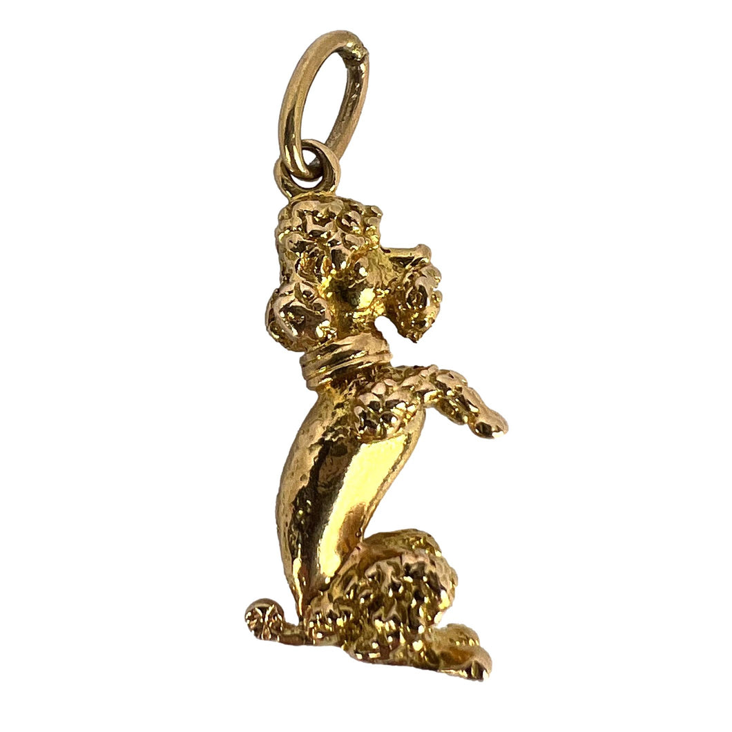 18K Yellow Gold Poodle Dog Charm Pendant